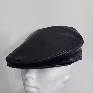 Sicilian Design Italian Leather Black Coppola - Adjustable Ear Flap Button Shade
